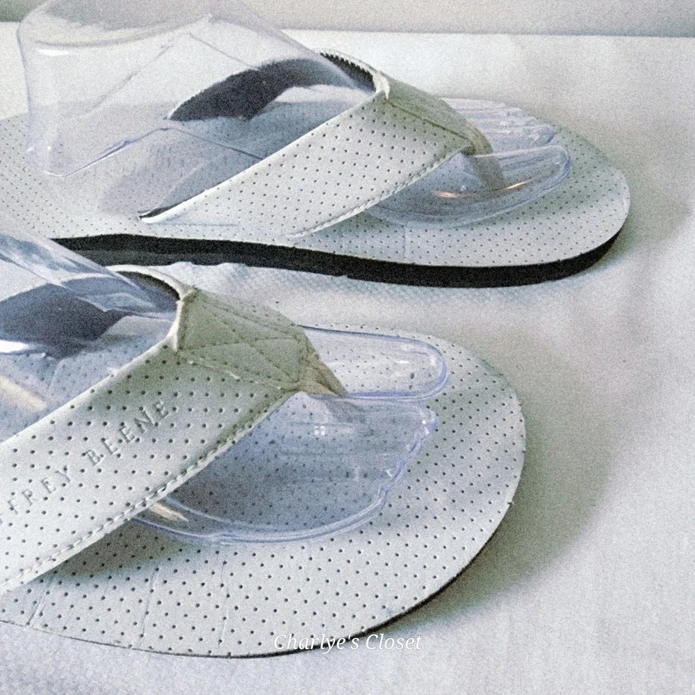 Geoffrey Beene Flip Flop Sandals Mens XL 12-13 White Vegan Beach Casual Lounge